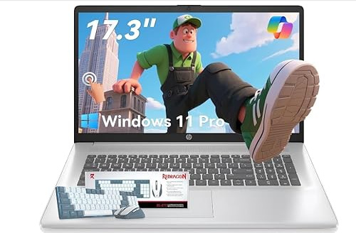 HP 17.3 Laptop 2026 for Business and Student, Intel Core i5-1334U, 20GB RAM 512GB SSD, Backlit Keyboard, Fingerprint Reader, Windows 11 Pro, Copilot Ai, Office 365 for The Web with Laptop KB Kit