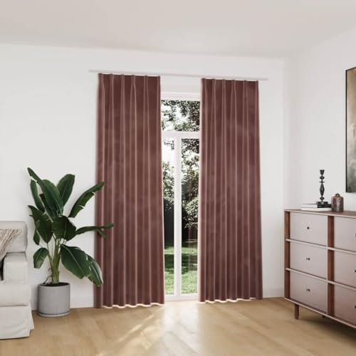 Mokuyary Tenda oscurante e gancio – Set di 2 pezzi in velluto rosa antico 140 x 225 cm, termica isolante luce e anti calore, per soggiorno, camera da letto e interni