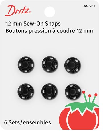 Dritz Snap Fasteners Druckknöpfe, schwarz, Size 2, 6