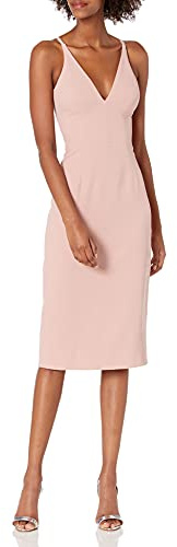 Dress the Population Damen Lyla Plunging Sleeveless Fitted Midi Sheath Dress Kleid