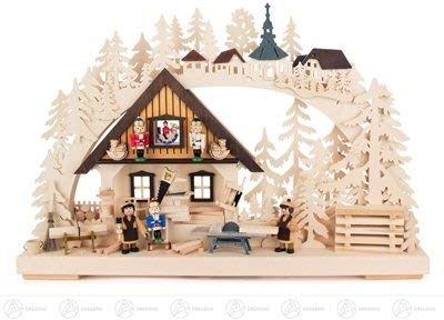 Rudolphs Schatzkiste Schwibbogen »Nussknackerwerkstatt« klein, indirekt elektrisch beleuchtet BxHxT = 43x29x7cm NEU Erzgebirge Lichterbogen Leuchterbogen