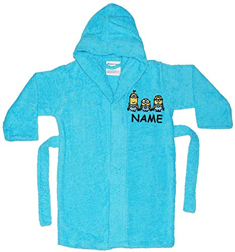 alles-meine.de GmbH Frottee Bademantel - Minion - Ich einfach unverbesserlich - incl. Name - 5 bis 8 Jahre/Gr. 116-140 - 100% Baumwolle - mit Kapuze - für Kinder/Mädch..