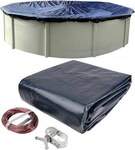 Winter Block Winter-Poolabdeckung für oberirdische Pools, 61 cm, runde Winterabdeckung, 8 Jahre Garantie, inklusive Seilwinde und Kabel, überlegene Festigkeit und Haltbarkeit, UV-geschützt