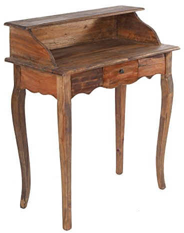 DESIGN DELIGHTS Vintage MASSIVHOLZ SEKRETÄR Napoleon | 80x92x40cm (BxHxT), Mahagoni, Shabby Style Konsolentisch | Schreibtisch im Vintage Stil | Farbe: 02 Hellbraun