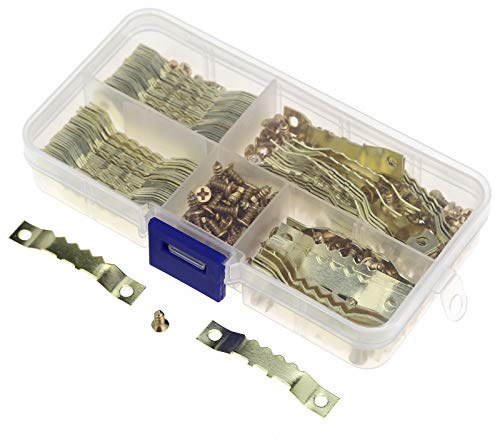 OTOTEC 100Pcs Sawtooth Picture Hangers Canvas Frame Saw Tooth Fixings Hooks Double Hole with Screws for Photo Oil Painting Mirror Frame Hanging