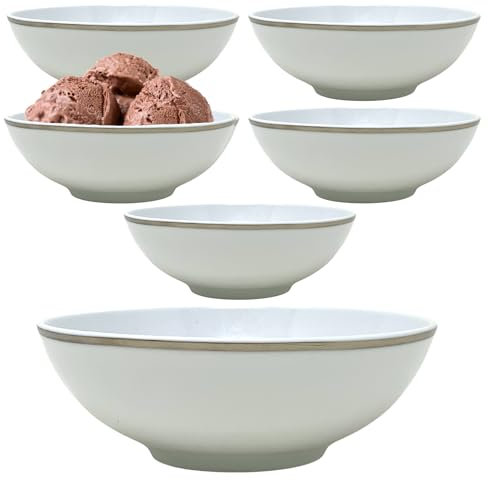 NAMAI - Set 6 Ciotole Aperitivo - Porcellana Bianca - 16 CM x 5 CM - 250 ML - Adatte in Lavastoviglie e Microonde - Ciotole Gelato - Coppette Macedonia - Ciotole per Aperitivo - Ciotole Insalata
