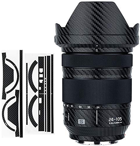 KIWIFOTOS Film autocollant en fibre de carbone pour objectif Panasonic Lumix S 24–105 mm f/4 Macro O.I.S. – Housse de protection anti-rayures 3M pour objectif d'appareil photo