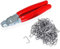 Tamwell Hog Ring Pliers with 200 Galvanized Hog Rings - Straight Spring-Loaded Pliers Kit for Upholstery, Fence, Bungee Cord, Sausage and Meat Casings