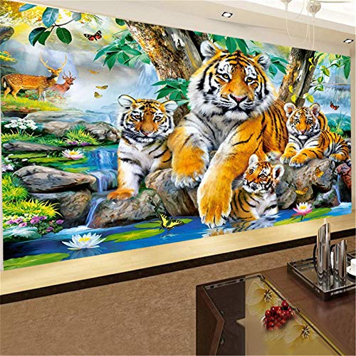 Nicole Knupfer 5D Diamant Painting Tiger Bilder Full Set, Diamond Painting Süßes Tier, DIY Diamant Malerei, Strass Stickerei Kunsthandwerk Leinwand (120x50cm)