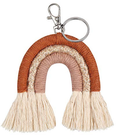 Kerdejar Regenbogen-Schlüsselanhänger Boho für Frauen - Handgefertigt aus Baumwolle - Bunt