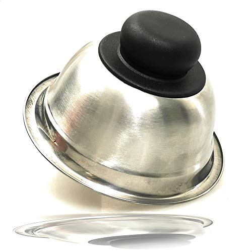 Kerafactum Burger Cloche Burgerhaube Abdeckung Haube für Cheeseburger | Hamburger Steak Edelstahl Abdeckhaube Pattys Grillen | Käse Cheese zum Schmelzen bringen | Edelstahlhaube Rundgriff Black