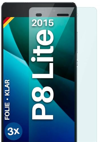 moex für Huawei P8 Lite 2015 Schutzfolie Displayschutz Folie Ultra-klar HD 0,2 mm kompatibel mit jeder Hülle, Anbringen ohne Blasen, Handyfolie Extra Kratzfest, FlexProtect 3 Stück