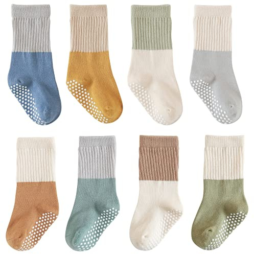 J Poqobog Kleinkind Baby Mädchen Jungen Socken stoppersocken kinder abs rutschfeste kindersocken für Baby antirutschsocken 8Paar