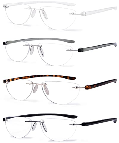 Eyekepper 4er Pack Randlose Lesebrille Damen Herren Halbmond Lesehilfe +0.50