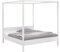 WOODLIVE DESIGN BY NATURE Himmelbett Sky, 200 x 200 cm Massivholzbett aus Kernbuche, geradliniges Bett aus massivem Holz, hochwertiges Doppelbett mit Himmel & Komforthöhe, weiß