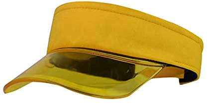 KUKICAT Woman Femmes Hommes Casquette de Protection UV en Plastique PVC Casquette Pare-Soleil avec Visières de Soleil Transparent Chapeau de Golf Casquette de Plage, Jaune