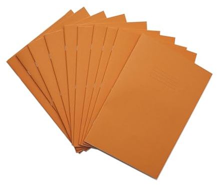 Rhino A4 Exercise Books, 32-Page / 8mm Lined with Margin Paper Notebook, 100-Pack, Office & School Stationery Supplies, Orange