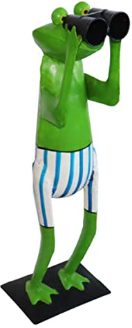 440s Guck-Frosch mit Fernglas und blau-weiß gemalter Badehose ca 49cm H | EX-238856-BW