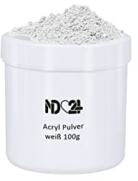 ND24 Acrylpulver für Nägel Weiß 100g – Feines Acryl-Nagel-Pulver in Studioqualität für Acrylnägel – Perfekt für professionelle Anwendungen als Acryl Pulver und als Ergänzung für Acryl Nägel Set