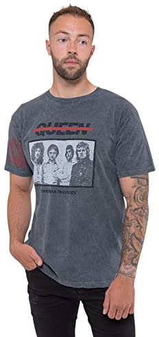 Queen T Shirt Bo Rhap Photo Band Logo Official Unisex Dye Wash Black S