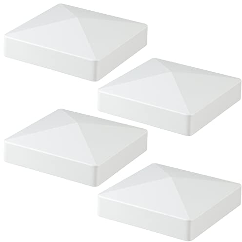 MOLIGOU 4 Stück Vinyl-Zaunpfostenkappen, Pyramidenkappen, Pfostenkappe für 12,7 x 12,7 cm Vinylpfosten (weiß)