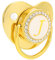SUNGOOYUE Goldener Baby-Schnuller, 26 Buchstaben, gebogenes Design, Silikon-Bling-Baby-Schnuller mit Clips für 6 bis 18 Monate Baby J