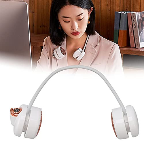 Natudeco Neck Wearable Dual Fans USB-Aufladung Persönlicher Lüfter 1800 mAh Wiederaufladbar No Hair Twisting Super Airflow für Shopping Outdoor Wandern Reisen(Weiß)