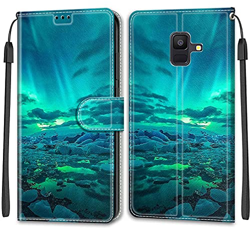 Feyten Kompatibel mit Samsung Galaxy A6 2018 Hülle, Handyhülle Samsung A6 2018, Galaxy A6 2018 Schutzhülle Wallet Leder Klappbar Magnet Klapphülle Samsung A6 2018 Case Lederhülle (Aurora)