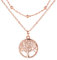 Lydreewam Arbre de Vie Collier pour Femme Argent Sterling 925 Double Chaînes Collier avec Boite Cadeau pour Noël Anniversaire Fête des mères, Réglable 40+5cm (Or Rose)