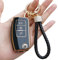 Yumzeco Silicone TPU Autoschlüssel Hülle Cover, 3 Tasten Autoschlüssel Cover Kompatibel mit Ford Fiesta Mondeo Galaxy Fusion Focus Kuga, Auto Keyless Smartkey Schutzhülle mit Schlüsselbund(Schwarz)