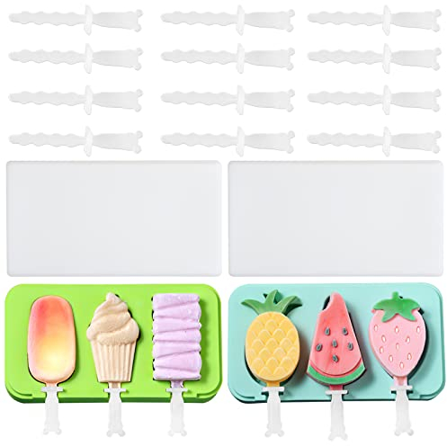 MIPIACE 2 Stück Eisformen Eis am Stiel BPA Frei Kinder Eisformen Silikon Stieleisformen Früchte Form Hausgemachte Eis am Stiel für DIY Eis