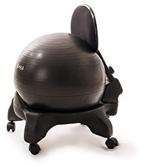 KIKKA ACTIVE CHAIR PLUS - Ergonomischer Stuhl mit aufblasbarem Ball und verstellbarer Rückenlehne (schwarz)