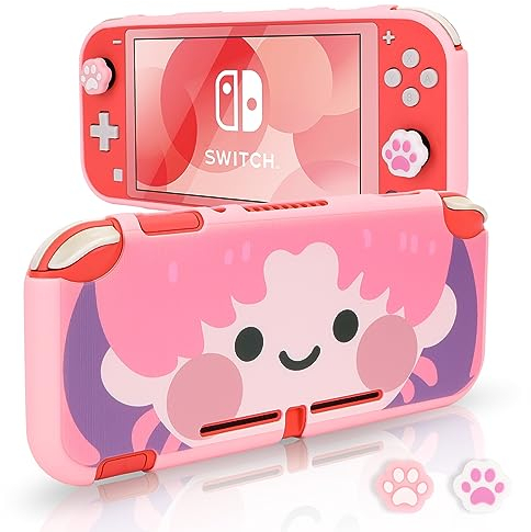 DLseego Schutzhülle kompatibel mit Switch Lite, weiche schlanke Schutzhülle mit Daumengriffkappen, stoßfeste Schutzschale für Switch Lite,Süßes Mädchen