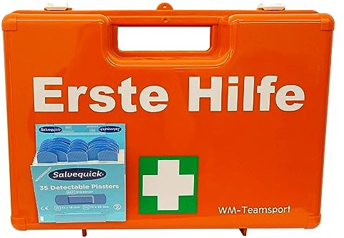 Erste-Hilfe-Koffer GASTRO Komplettpaket für Küchenbetrieb & Lebensmittelindustrie - aktuelle DIN/EN 13157 inkl.Augenspülung + Brandgel + detektierbare Pflaster + Hydrogelverbände + Aushang & Aufkleber