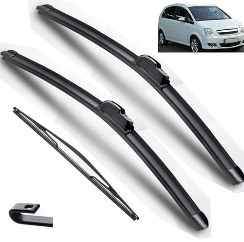 Autowischer kompatibel mit Opel Meriva A 2003–2010, Auto-Wischerblätter vorne und hinten, weiche Gummi-Scheibenwischer, automatische Windschutzscheibe, 24 Zoll + 24 Zoll + 16 Zoll, 2007 2008 2009 (Co