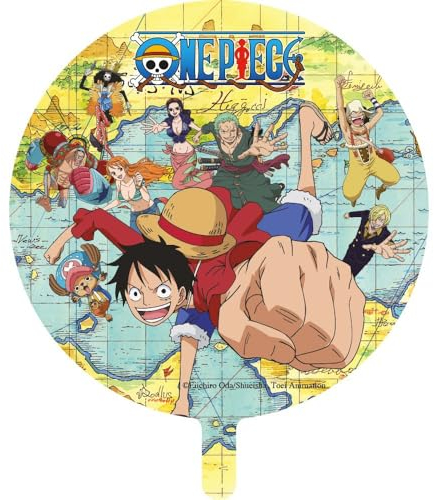 One Piece Globo XXL Monkey D. Ruffy Decoración de Fiesta Manga Accesorio de Fiesta Decoración de Cumpleaños Infantiles Luffy (Una Pieza Redonda)