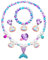 INGJIA 5 Stk Meerjungfrau Schmuck Set für Mädchen, Meerjungfrau Kinderschmuck Halskette, Ringe, Armbänder, Ohrring, Bunte Perlen Schmuck Prinzessin Geschenke für Kleine Mädchen 2 3 4 5 Jahre