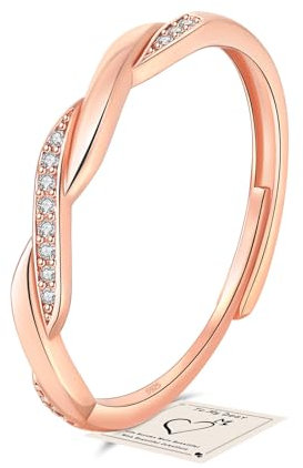 YOEE Rose Gold Ring Eternity Ring Infinity Rings for Women Girls, Adjustable Wedding Promise Thumb Rings for Women with Cubic Zirconia Engagement Rings Jewellery Gift for Her