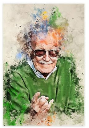 MURABE Stan Lee The Legend Leinwand-Poster, Wandkunst, Dekordruck, Bild, Gemälde für Wohnzimmer, Schlafzimmer, Dekoration, ungerahmt, 50 x 75 cm