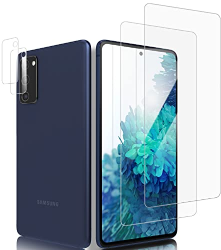 Schutzfolie & Kamera für Panzerglas für Samsung Galaxy S20 FE 4G/5G/2022 (2&2 Stück), 2,5D Gebogene Kante Panzer Schutz Glas, Passt Perfekt, 9H Hartglas, HD Klar Displayschutzfolie für Samsung S20 FE