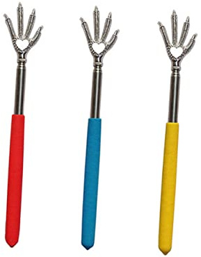 Rascador de Espalda Telescópico Creativo de 3 Piezas de Acero Inoxidable | Mango de Goma, Portátil para Viaje y Almacenamiento, No Raya Ropa ni Piel, Formato Familiar Color Aleatorio