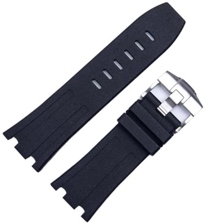 KAPPDE Für Audemars & Piguet Royal Oak Armband Original AP 15710 26470 Silikon Gummi Sportuhr Armband Zubehör (Color : Black-Silber, Size : 28mm), 28mm,, 28mm, Achat