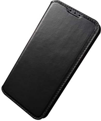PuRoxx Echt Lederhülle für iPhone 15 Pro Max/15 Pro/15 Plus/15, Magnetische Klapp Premium Geschäft Brieftasche Handyhülle mit RFID Anti-Diebstahl Kartenfach,Schwarz,15Pro