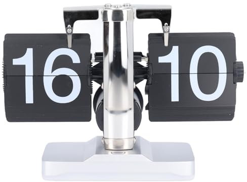 Cryfokt Flip-Down-Uhr, Retro-Vintage-Digital-Flip-Down-Uhr mit Umgebungsbeleuchtung, Lautlose Flip-Schreibtisch-Regaluhr für Schlafzimmer, Nachttisch, Zuhause, Büro, Schule, (Schwarzes