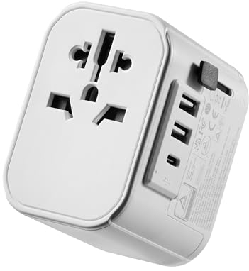 Ewent Reiseadapter Weltweit, Universal Reiseadapter, Universal Steckdosenadapter mit 2 USB und 1 Type-C Ports, Internationaler Reisestecker für Deutschland,England,USA,Australien und über 224 Länder