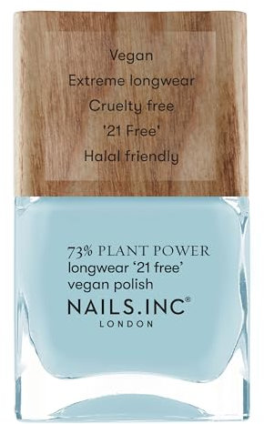 Nails.INC 73% Plant Power Nail Polish, Long Lasting Nail Color Lasts Up to 10 Days, Quick Drying, Cruelty Free, Vegan, 21 Free Formula, Sky's My Limit, (14ml)