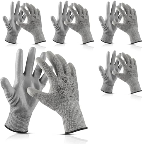 STAHLWERK Schnittschutzhandschuhe 5er Set XL Schutzklasse F EN388:2016 Arbeitshandschuhe | Montagehandschuhe | Gartenhandschuhe | Mechanikerhandschuhe | Schutzhandschuhe | Sicherheitshandschuhe