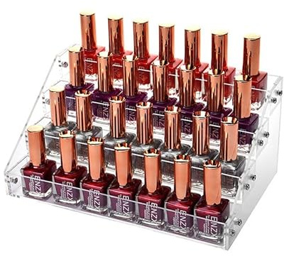 NentMent Nail Polish Holder Organizer Case 4 Layers Clear Acrylic Color Display Stand Rack Storage Shelf Container for Essential Oils Manicure Paint Bottle Makeup Lipstick Tattoo Ink