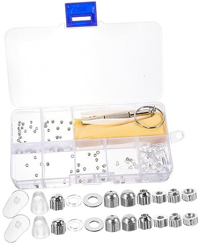 FRCOLOR 1 Set Eyeglass Nuts Assorted Replacement Screws Kit Eyewear Metal Eyeglass Screws Nuts Assorted Plastic