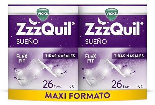 ZzzQuil Sueño Tiras Nasales, Respira y duerme mejor*, Abre las vías nasales para un alivio instantáneo, Mejora la respiración y el sueño, 52 tiras